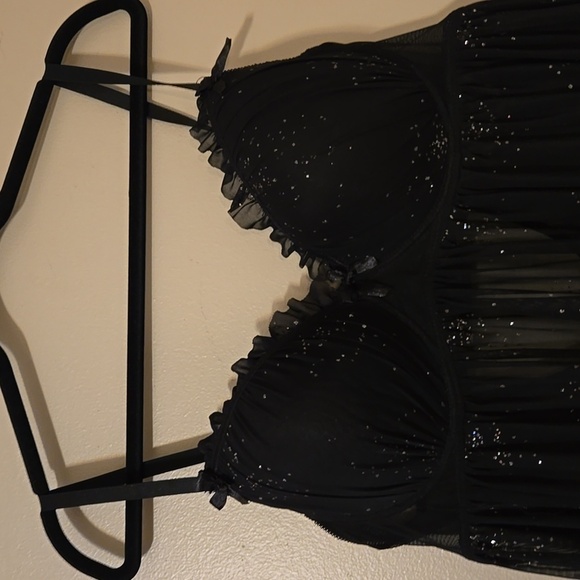 Pink Fuschia Black Glitter Plus Size Baby Doll Lingerie Size 3X - Picture 2 of 7